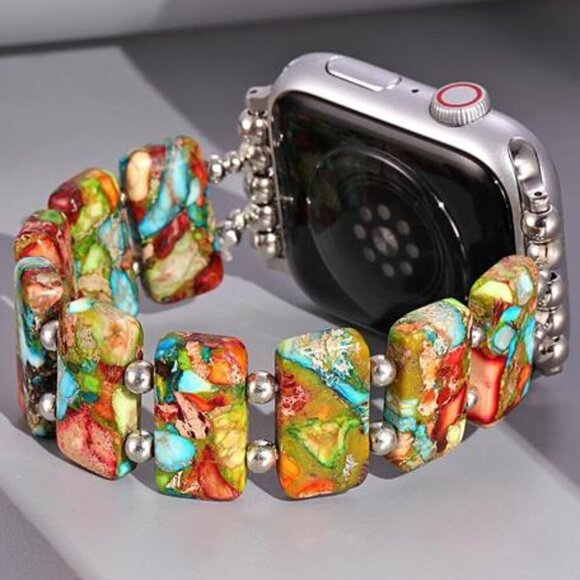 NEW Natural Stone Multicolor Boho Apple iWatch Band main image 4